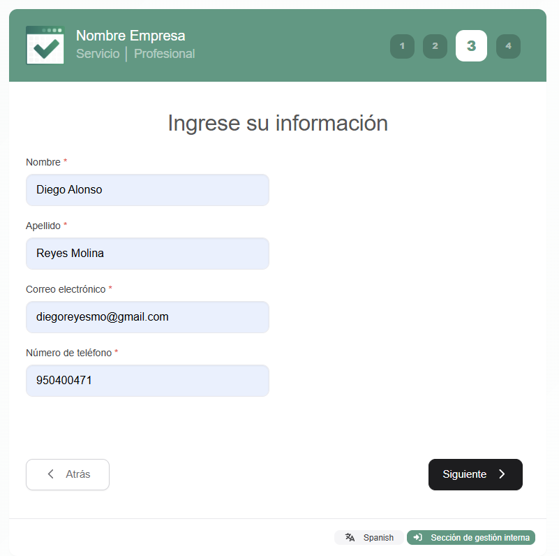 Formulario de datos personales